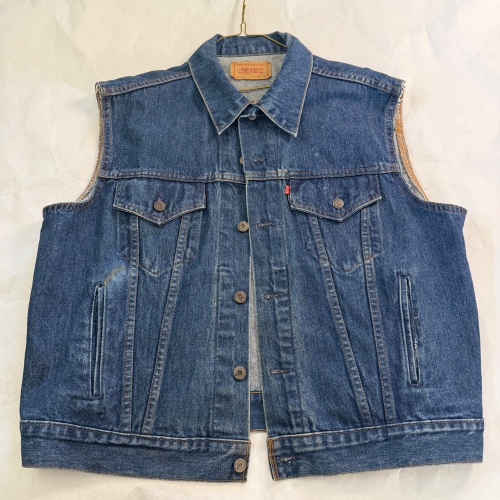 Vintage 80s Levis Type 3 Denim Trucker Vest Mens Jeans 40 Fall Out Boy‎ Band
